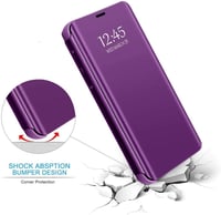 Husă tip carte Fiyer pentru Samsung Galaxy S26 Ultra 5G, Clear View, cu efect de oglindă și funcție de suport, protecție 360 grade din PC și piele ecologică, transparentă 3