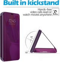 Husă tip carte Fiyer pentru Samsung Galaxy S26 Ultra 5G, Clear View, cu efect de oglindă și funcție de suport, protecție 360 grade din PC și piele ecologică, transparentă 7