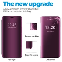Husă tip carte Fiyer pentru Samsung Galaxy S26 Ultra 5G, Clear View, cu efect de oglindă și funcție de suport, protecție 360 grade din PC și piele ecologică, transparentă 6