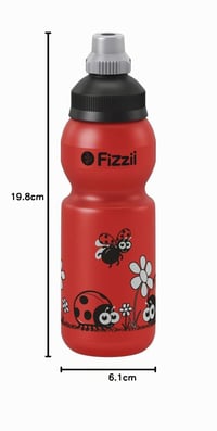 Sticlă pentru copii Fizzii 330 ml cu model de buburuză, pentru băuturi carbogazoase, sticlă de băut din plastic, etanșă, lavabilă în mașina de spălat vase 8