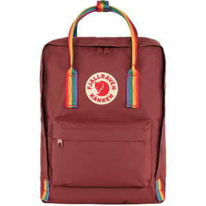 Unisex ruksak Fjällräven Kånken Rainbow – vôlovo červený/dúhový vzor