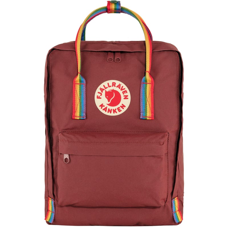 Unisex ruksak Fjällräven Kånken Rainbow – vôlovo červený/dúhový vzor
