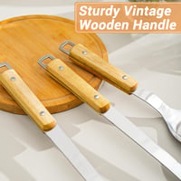 FJNATINH Wok spatula és kanalszett rozsdamentes acélból, 2 részes konyhai eszköz 3