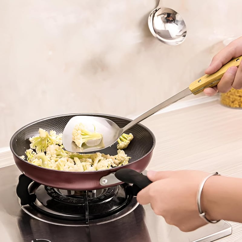 FJNATINH Wok spatula és kanalszett rozsdamentes acélból, 2 részes konyhai eszköz