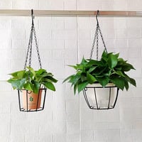 FL HUA 6 db függő virágkosár lánc 50 cm fekete fém lánc 2 kampós csavar rögzítővel virágcseréphez madáretetőhöz lámpához 5