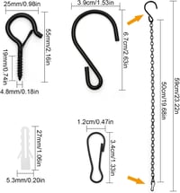 FL HUA 6 db függő virágkosár lánc 50 cm fekete fém lánc 2 kampós csavar rögzítővel virágcseréphez madáretetőhöz lámpához 2