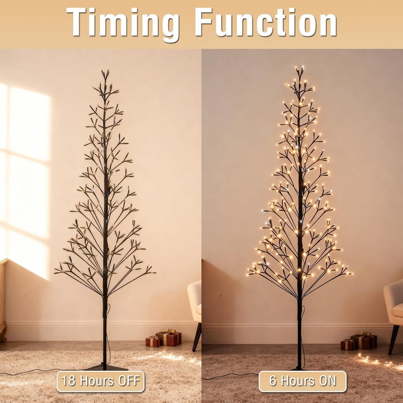 Flacchi 150cm Kültéri Mesterséges Karácsonyfa 216 LED Hidegfehér Világítással és Időzítővel