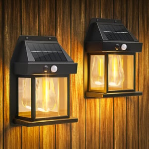 Lampă de perete solară de exterior Flacchi cu senzor de mișcare, 2 bucăți, rezistentă la apă IP65, alb cald