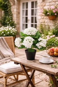 Hortensie Artificială Flair Flower în Ghiveci Alb, 40 cm, Plantă Decorativă Realistă cu Flori, Decorațiune pentru Masă în Living sau Birou 2