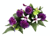 Flair Flower Náhrobná dekorácia z umelých kvetov, kompozícia z dahlií a orchideí, hodvábne kvety na stôl bez gravírovania, cintorínska dekorácia 60x24x20 cm 1