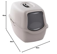 Litieră închisă pentru pisici Flamingo Lexie gri 39x56x39,4 cm - toaletă cu margine înaltă și filtru pentru pisici Maine Coon, British Shorthair, Ragdoll 7