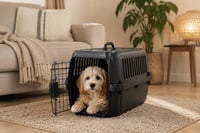 Cuscă de transport auto pentru câini Flamingo Naomi, negru, mărimea XS, 33,5x50x34,5 cm, plastic și metal, cu 2 uși metalice, încuietoare de siguranță, plafon detașabil și mâner 2