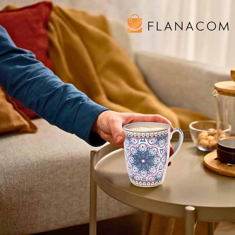Flanacom 4 részes Boho kávéscsésze szett 300ml orientális mintás kerámia