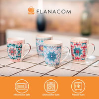 Flanacom 4 részes Boho kávéscsésze szett 300ml orientális mintás kerámia 4