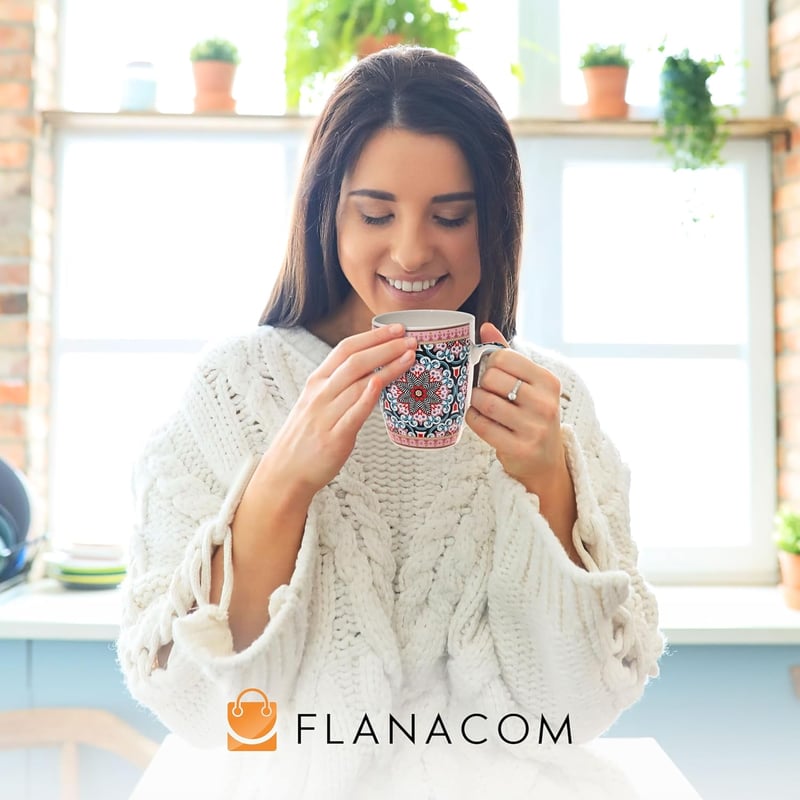 Flanacom 4 részes Boho kávéscsésze szett 300ml orientális mintás kerámia