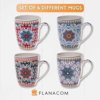 Flanacom 4 részes Boho kávéscsésze szett 300ml orientális mintás kerámia 2