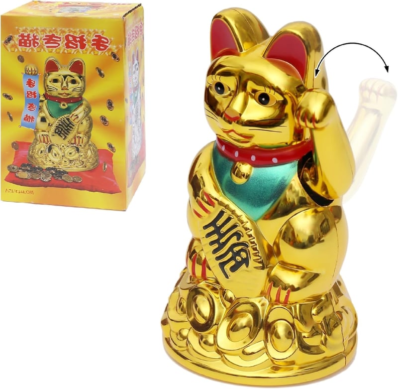 Flanacom Integető Szerencsemacska Arany - Japán Maneki Neko Asztal Dekoráció