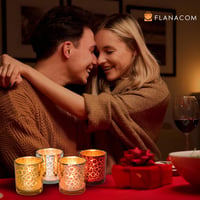 Flanacom Teafény Pohár Szett Üvegből Teafényekkel – Elegáns Gyertyatartó Dekoráció 4