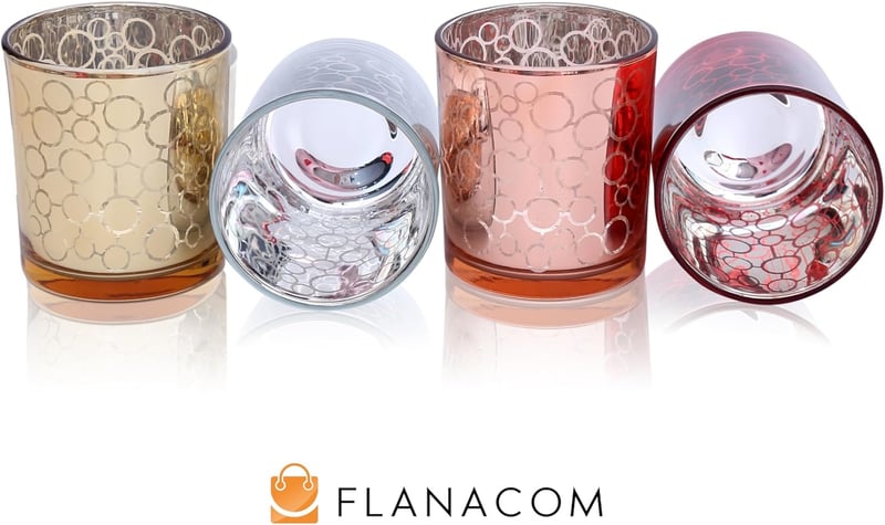 Flanacom Teafény Pohár Szett Üvegből Teafényekkel – Elegáns Gyertyatartó Dekoráció