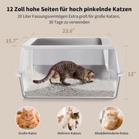 FLARUZIY Macska WC Tálca XL Rozsdamentes Acél Nagy Macskákhoz Magas Szélekkel és Lapáttal Szürke 62x45cm 5