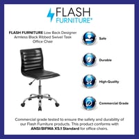 Flash Furniture kancelárska stolička s nízkym operadlom, bez opierok, rebrovaná, čierna syntetická koža, chrómovaný rám 6