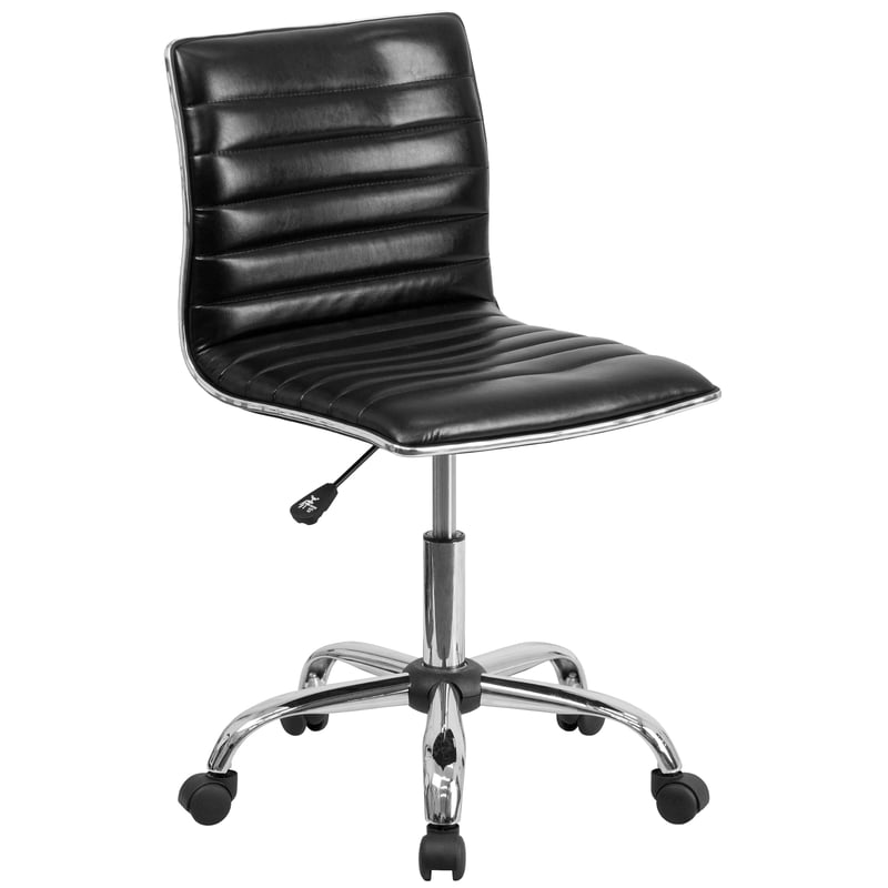 Flash Furniture kancelárska stolička s nízkym operadlom, bez opierok, rebrovaná, čierna syntetická koža, chrómovaný rám