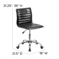 Flash Furniture kancelárska stolička s nízkym operadlom, bez opierok, rebrovaná, čierna syntetická koža, chrómovaný rám 3