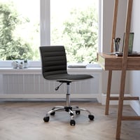 Flash Furniture kancelárska stolička s nízkym operadlom, bez opierok, rebrovaná, čierna syntetická koža, chrómovaný rám 2