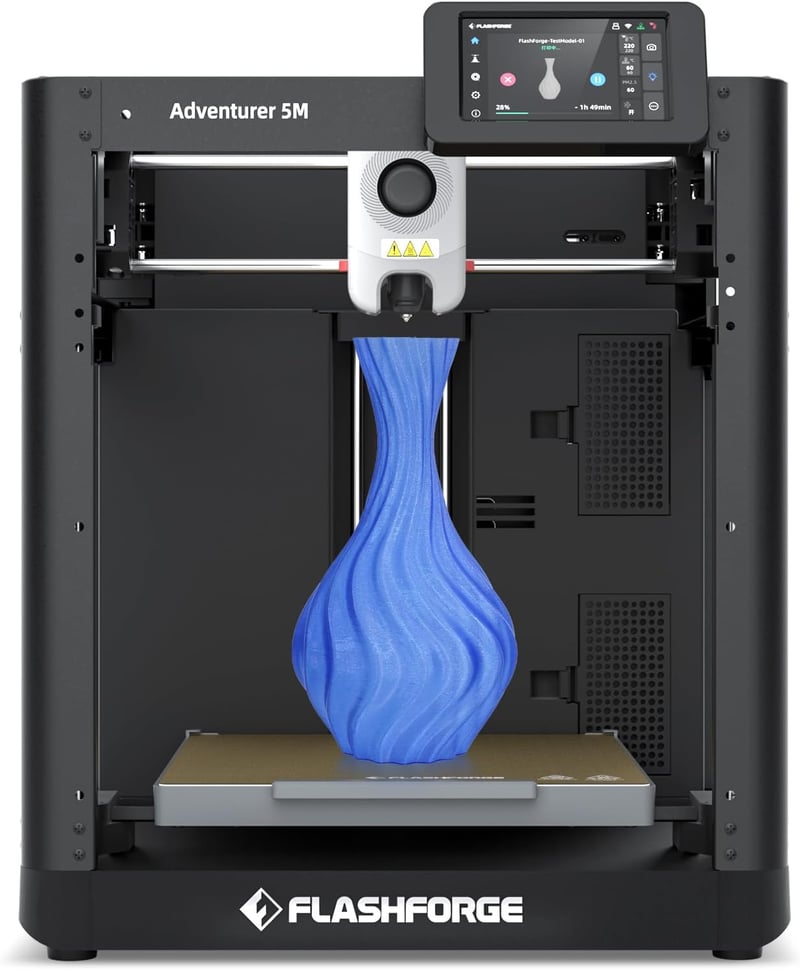 Flashforge Adventurer 5M 3D nyomtató automatikus szintezéssel és gyors nozzle cserével