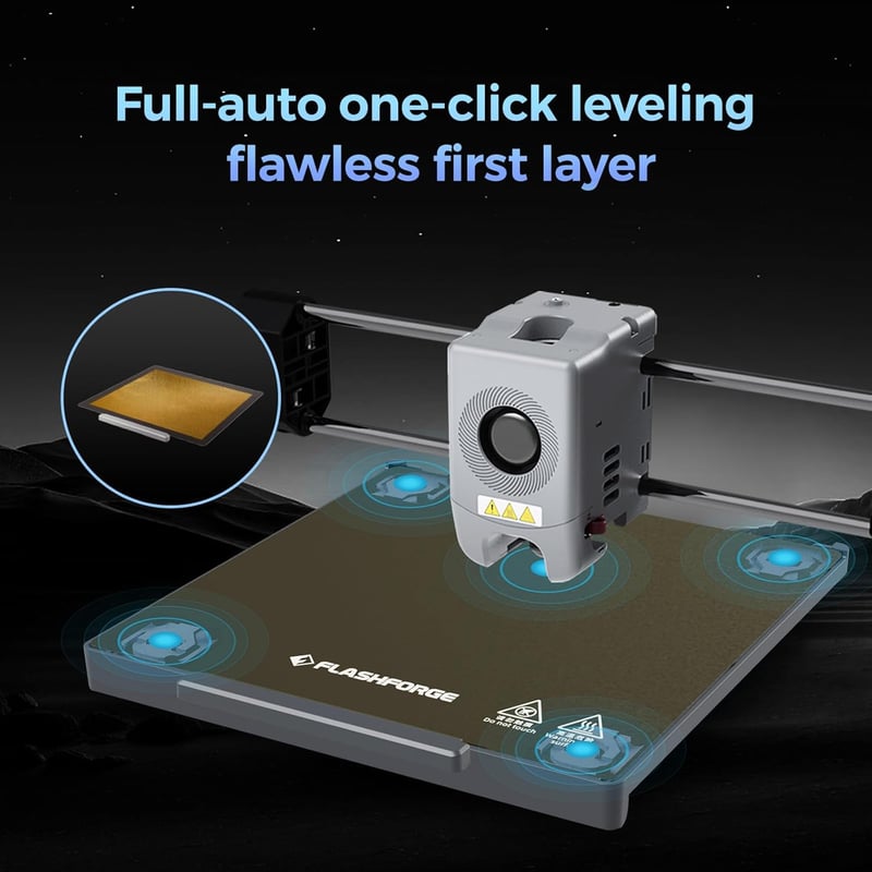 Flashforge Adventurer 5M 3D nyomtató automatikus szintezéssel és gyors nozzle cserével
