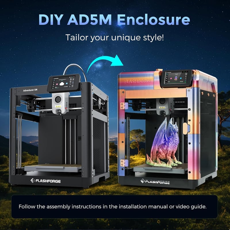 Flashforge Adventurer 5M 3D nyomtató automatikus szintezéssel és gyors nozzle cserével