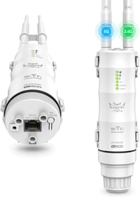 FLASHOWL AC600 Kültéri WiFi Jelismétlő - Vízálló Jelerősítő Dual-Band 2.4G/5GHz Antennával, 600Mbps Adatátvitel, Gigabit Ethernet Porttal 1