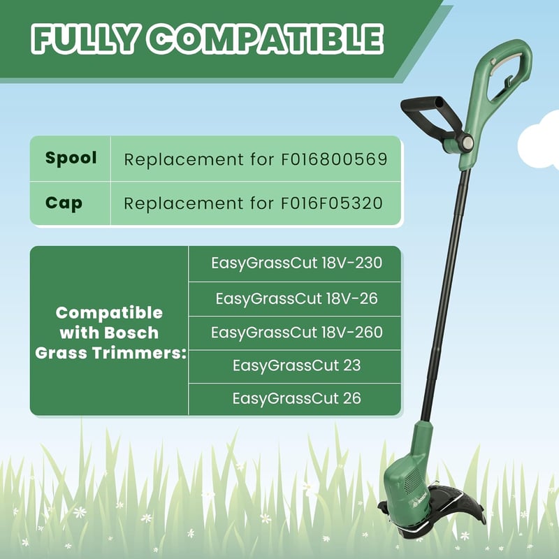 Flaveano Bosch EasyGrassCut Strimmer vágófej 6 tekercs és 2 fedél - 6 Spulen + 2 Deckel