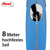 Lăsă flexibilă pentru câini flexi Classic M, 8 m, șnur, albastru, până la 20 kg 3