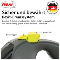 Vodítko pre psov flexi Giant Professional L, 10 m páska, čierna/neónovo žltá, do 50 kg 5
