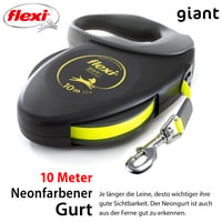Vodítko pre psov flexi Giant Professional L, 10 m páska, čierna/neónovo žltá, do 50 kg 2
