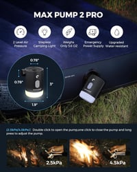 FLEXTAILGEAR Max Pump 2 Pro Hordozható Elektromos Pumpa 4.5 kPa - 3600 mAh Akkumulátor, Állítható Kempinglámpa, Matracokhoz, Medencékhez, Fe 3