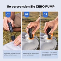 FLEXTAILGEAR Zero Pump Hordozható Elektromos Légpumpa Akkumulátorral, 6 Fúvókával Felfújáshoz és Leeresztéshez Matracokhoz 4
