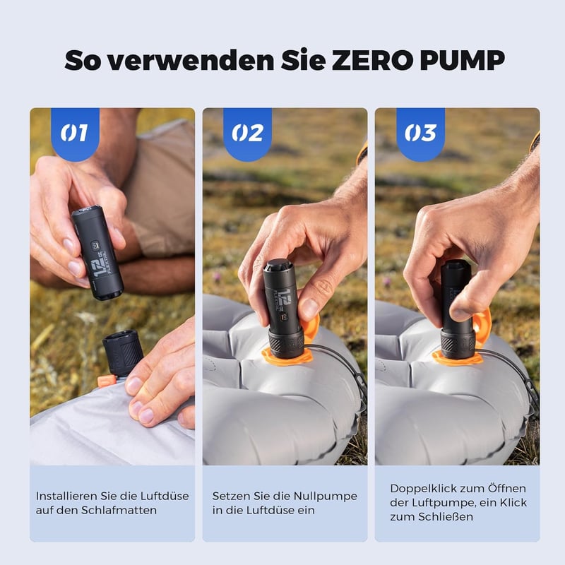 FLEXTAILGEAR Zero Pump Hordozható Elektromos Légpumpa Akkumulátorral, 6 Fúvókával Felfújáshoz és Leeresztéshez Matracokhoz