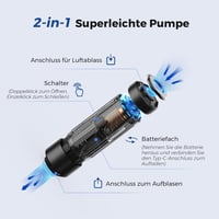 FLEXTAILGEAR Zero Pump Hordozható Elektromos Légpumpa Akkumulátorral, 6 Fúvókával Felfújáshoz és Leeresztéshez Matracokhoz 3