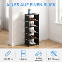 Suport pentru încălțăminte îngust Flhlxzm cu 6 niveluri, 28x26x85 cm, raft metalic pentru organizarea pantofilor 5