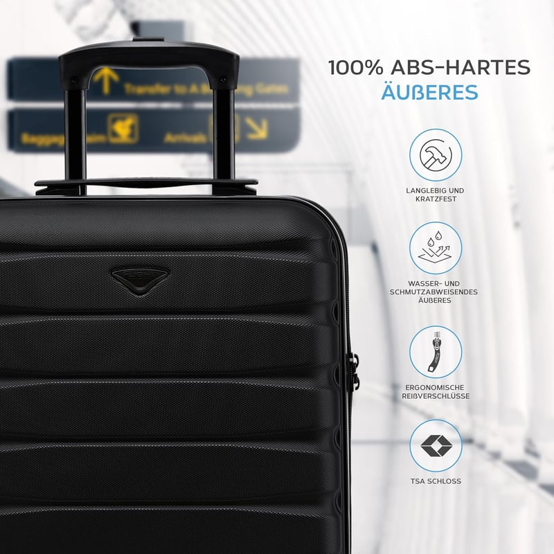 Flight Knight ABS kemény fedeles kabin bőrönd, kézipoggyász, 100+ légitársaság által jóváhagyott