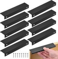 flintronic 10 db Rejtett Bútor Fogantyú 200 mm Lyukközépség Fekete Szekrény Konyha Hálószoba 1