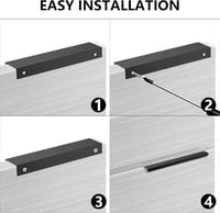 flintronic 10 db Rejtett Bútor Fogantyú 200 mm Lyukközépség Fekete Szekrény Konyha Hálószoba 4