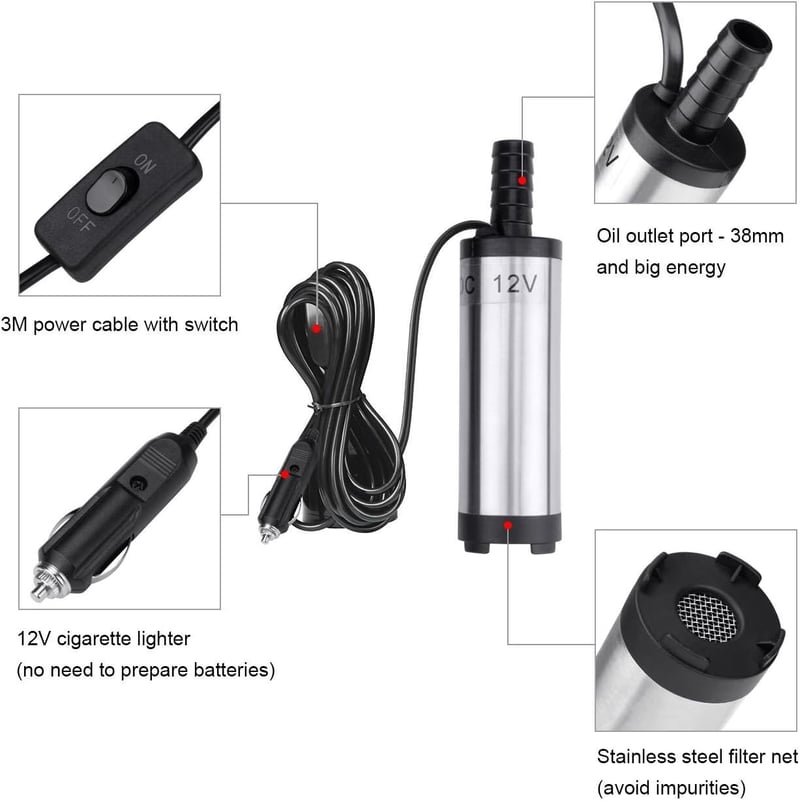 Flintronic 12V 38mm Olajszivattyú Dízel Üzemanyag Víz Szállító Szivattyú Autóhoz