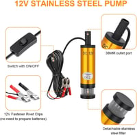 Flintronic 12V 38mm rozsdamentes acél üzemanyag- és vízszivattyú levehető szűrővel 3