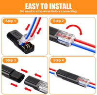 flintronic 2 Pólusú Kábel Csatlakozó Dugó, 12 Darabos Autó Csatlakozó Szett, 18-24AWG Vezeték Gyorscsatlakozó, Vízálló Kábel Összekötő 4
