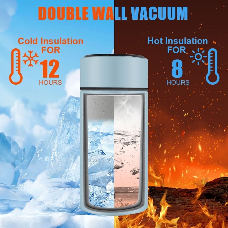 Flintronic 200ml Rozsdamentes Termosz LED Kijelzővel Kék