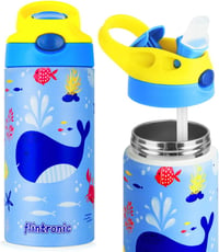 flintronic 350ml Rozsdamentes Gyerek Kulacs Szívószállal, Szorítómentes Ivópalack Óvodásoknak és Iskolásoknak 9