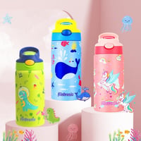 flintronic 350ml Rozsdamentes Gyerek Kulacs Szívószállal, Szorítható Ivópalack Óvodásoknak - BPA Mentes 6